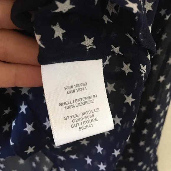 SOLD on eBay✨You’re A Star ⭐️ Navy Blue Sheer Silk Star Blouse - Picture 4 of 16